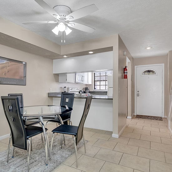 sober living | interior of sober townhome modern living spaces clean upscale accommadations dinning room kitchen